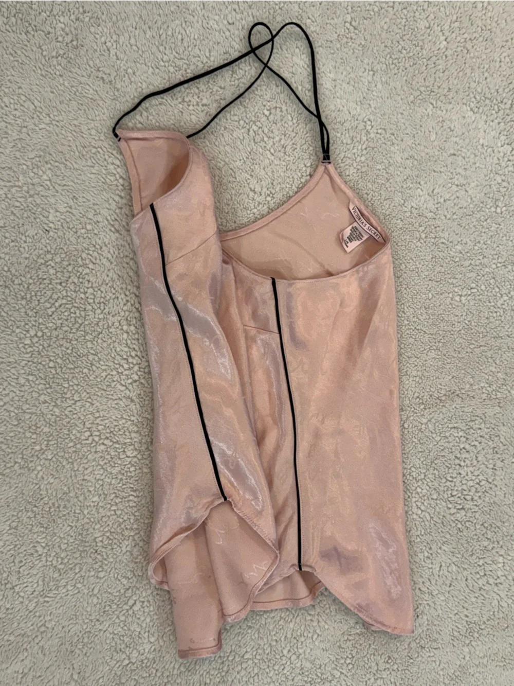 Silky Pink Victoria Secret Racerback Tank w| black piping details